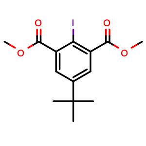 Chemical structure of Dimethyl 5-(tert-butyl)-2-iodoisophthalate , CAS 2682112-89-4, AChemBlock V148849