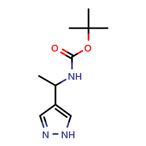 Chemical structure of N-Boc-1-(4-pyrazolyl)ethanamine , CAS 1694621-06-1, AChemBlock V148860
