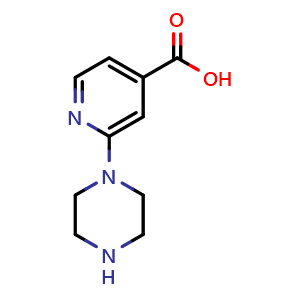 Chemical structure of 2-(1-Piperazinyl)isonicotinic Acid , CAS 914637-26-6, AChemBlock V148864