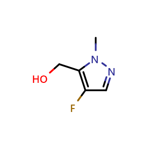 Chemical structure of 4-Fluoro-1-methylpyrazole-5-methanol , CAS 2436502-49-5, AChemBlock V148897