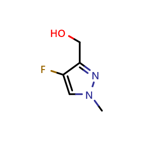 Chemical structure of 4-Fluoro-1-methylpyrazole-3-methanol , CAS 1628350-49-1, AChemBlock V148898