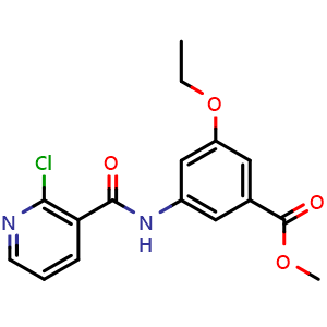 Chemical structure of Methyl 3-(2-Chloronicotinamido)-5-ethoxybenzoate , CAS 1449233-99-1, AChemBlock V148906
