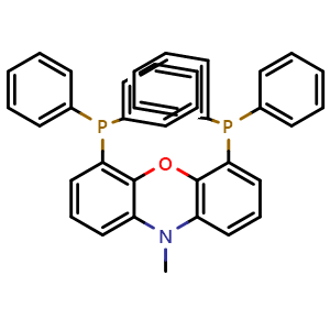 Chemical structure of 4,6-Bis(diphenylphosphino)-10-methyl-10H-phenoxazine , CAS 1266062-97-8, AChemBlock V148910