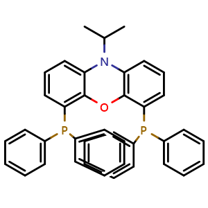 Chemical structure of 4,6-Bis(diphenylphosphino)-10-isopropyl-10H-phenoxazine , CAS 2829456-57-5, AChemBlock V148911