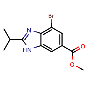 Chemical structure of Methyl 4-Bromo-2-isopropylbenzimidazole-6-carboxylate , CAS 2412971-89-0, AChemBlock V148924
