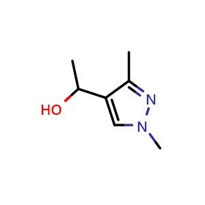 Chemical structure of 1-(1,3-Dimethyl-4-pyrazolyl)ethanol , CAS 108905-81-3, AChemBlock V148926