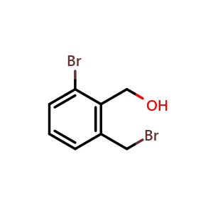 Chemical structure of 2-Bromo-6-(bromomethyl)benzyl Alcohol , CAS 1261669-72-0, AChemBlock V148932