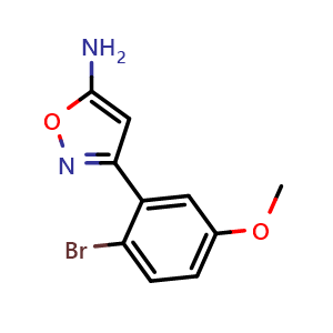 Chemical structure of 5-Amino-3-(2-bromo-5-methoxyphenyl)isoxazole , CAS 1021245-92-0, AChemBlock V148944
