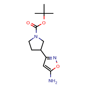 Chemical structure of 3-(1-Boc-3-pyrrolidinyl)-5-aminoisoxazole , CAS 1892829-03-6, AChemBlock V148947