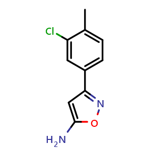 Chemical structure of 5-Amino-3-(3-chloro-4-methylphenyl)isoxazole , CAS 1342662-70-7, AChemBlock V148948