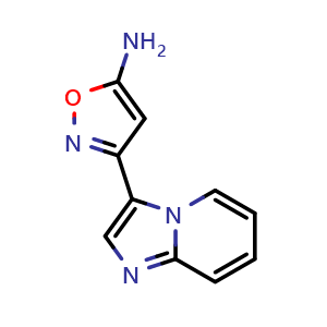 Chemical structure of 5-Amino-3-(3-imidazo[1,2-a]pyridyl)isoxazole , CAS 2229546-16-9, AChemBlock V148954