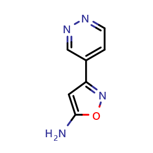 Chemical structure of 5-Amino-3-(4-pyridazinyl)isoxazole , CAS 1566421-21-3, AChemBlock V148962