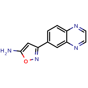 Chemical structure of 5-Amino-3-(6-quinoxalinyl)isoxazole , CAS 1344014-60-3, AChemBlock V148969