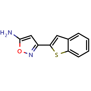Chemical structure of 5-Amino-3-(2-benzothienyl)isoxazole , CAS 1250801-80-9, AChemBlock V148976