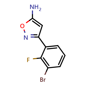 Chemical structure of 5-Amino-3-(3-bromo-2-fluorophenyl)isoxazole , CAS 1537569-03-1, AChemBlock V148979