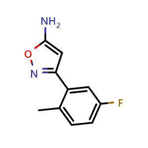 Chemical structure of 5-Amino-3-(5-fluoro-2-methylphenyl)isoxazole , CAS 1342960-86-4, AChemBlock V148985