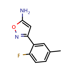 Chemical structure of 5-Amino-3-(2-fluoro-5-methylphenyl)isoxazole , CAS 1248370-61-7, AChemBlock V148986