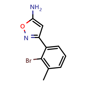 Chemical structure of 5-Amino-3-(2-bromo-3-methylphenyl)isoxazole , CAS 1697136-02-9, AChemBlock V148987