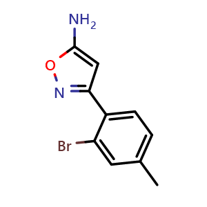 Chemical structure of 5-Amino-3-(2-bromo-4-methylphenyl)isoxazole , CAS 1556561-88-6, AChemBlock V148992