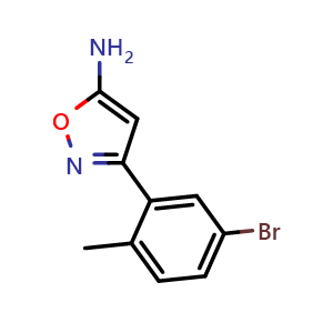 Chemical structure of 5-Amino-3-(5-bromo-2-methylphenyl)isoxazole , CAS 1537053-09-0, AChemBlock V148993
