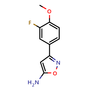 Chemical structure of 5-Amino-3-(3-fluoro-4-methoxyphenyl)isoxazole , CAS 501326-05-2, AChemBlock V149000