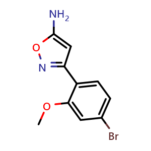 Chemical structure of 5-Amino-3-(4-bromo-2-methoxyphenyl)isoxazole , CAS 1545881-34-2, AChemBlock V149005