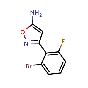 Chemical structure of 5-Amino-3-(2-bromo-6-fluorophenyl)isoxazole , CAS 1599766-43-4, AChemBlock V149011