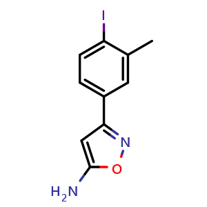 Chemical structure of 5-Amino-3-(4-iodo-3-methylphenyl)isoxazole , CAS 2874197-07-4, AChemBlock V149013