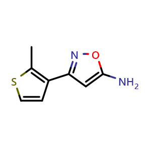 Chemical structure of 5-Amino-3-(2-methyl-3-thienyl)isoxazole , AChemBlock V149019