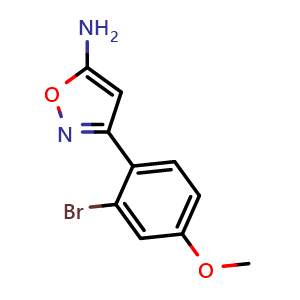 Chemical structure of 5-Amino-3-(2-bromo-4-methoxyphenyl)isoxazole , CAS 501116-44-5, AChemBlock V149026