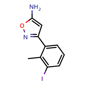 Chemical structure of 5-Amino-3-(3-iodo-2-methylphenyl)isoxazole , CAS 2877791-42-7, AChemBlock V149028