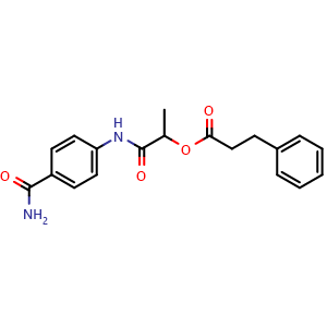 Chemical structure of 1-[(4-Carbamoylphenyl)amino]-1-oxo-2-propyl 3-Phenylpropanoate , CAS 930699-88-0, AChemBlock V149035