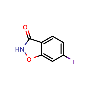Chemical structure of 6-Iodobenzisoxazol-3(2H)-one , CAS 1352893-98-1, AChemBlock V149044