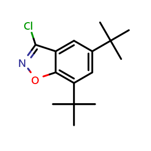 Chemical structure of 5,7-Di-tert-butyl-3-chlorobenzisoxazole , AChemBlock V149055