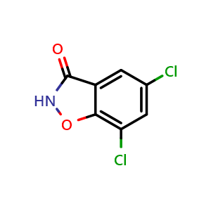 Chemical structure of 5,7-Dichlorobenzisoxazol-3(2H)-one , CAS 66571-27-5, AChemBlock V149059