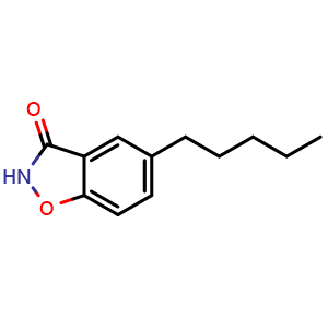 Chemical structure of 5-Pentylbenzisoxazol-3(2H)-one , CAS 2872505-50-3, AChemBlock V149071
