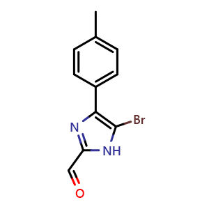 Chemical structure of 5-Bromo-4-(p-tolyl)imidazole-2-carbaldehyde , CAS 1781679-81-9, AChemBlock V149083