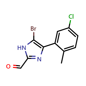 Chemical structure of 5-Bromo-4-(5-chloro-2-methylphenyl)imidazole-2-carbaldehyde , CAS 2826654-64-0, AChemBlock V149105