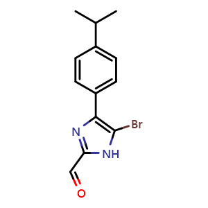 Chemical structure of 5-Bromo-4-(4-isopropylphenyl)imidazole-2-carbaldehyde , CAS 2841220-56-0, AChemBlock V149106