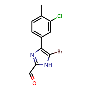 Chemical structure of 5-Bromo-4-(3-chloro-4-methylphenyl)imidazole-2-carbaldehyde , CAS 2837700-40-8, AChemBlock V149110