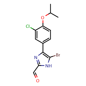 Chemical structure of 5-Bromo-4-(3-chloro-4-isopropoxyphenyl)imidazole-2-carbaldehyde , CAS 2826704-26-9, AChemBlock V149117