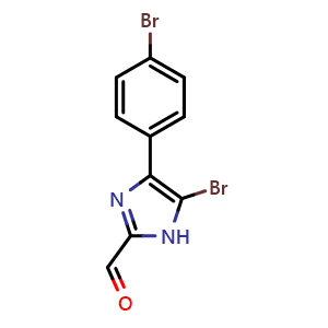 Chemical structure of 5-Bromo-4-(4-bromophenyl)imidazole-2-carbaldehyde , CAS 2831774-88-8, AChemBlock V149124