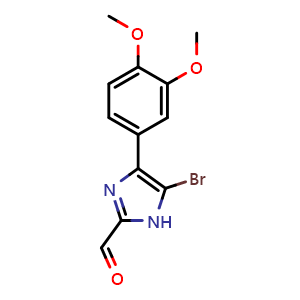 Chemical structure of 5-Bromo-4-(3,4-dimethoxyphenyl)imidazole-2-carbaldehyde , CAS 2840161-10-4, AChemBlock V149125