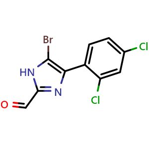 Chemical structure of 5-Bromo-4-(2,4-dichlorophenyl)imidazole-2-carbaldehyde , CAS 2826654-92-4, AChemBlock V149138