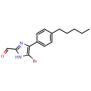 Chemical structure of 5-Bromo-4-(4-pentylphenyl)imidazole-2-carbaldehyde , CAS 2831832-67-6, AChemBlock V149142