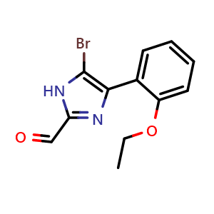 Chemical structure of 5-Bromo-4-(2-ethoxyphenyl)imidazole-2-carbaldehyde , CAS 2826653-86-3, AChemBlock V149149