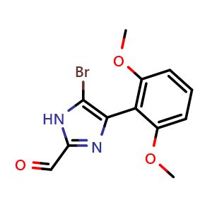 Chemical structure of 5-Bromo-4-(2,6-dimethoxyphenyl)imidazole-2-carbaldehyde , CAS 2827238-07-1, AChemBlock V149150