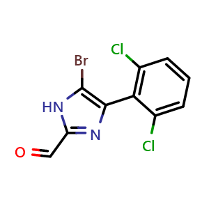 Chemical structure of 5-Bromo-4-(2,6-dichlorophenyl)imidazole-2-carbaldehyde , CAS 2841220-50-4, AChemBlock V149159