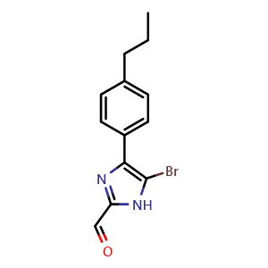 Chemical structure of 5-Bromo-4-(4-propylphenyl)imidazole-2-carbaldehyde , CAS 2825482-13-9, AChemBlock V149166
