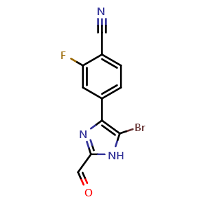 Chemical structure of 4-(5-Bromo-2-formyl-4-imidazolyl)-2-fluorobenzonitrile , CAS 2841219-88-1, AChemBlock V149168